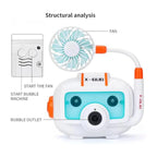 Bubble Camera Machine Toy with Light & Music, Electric Fan