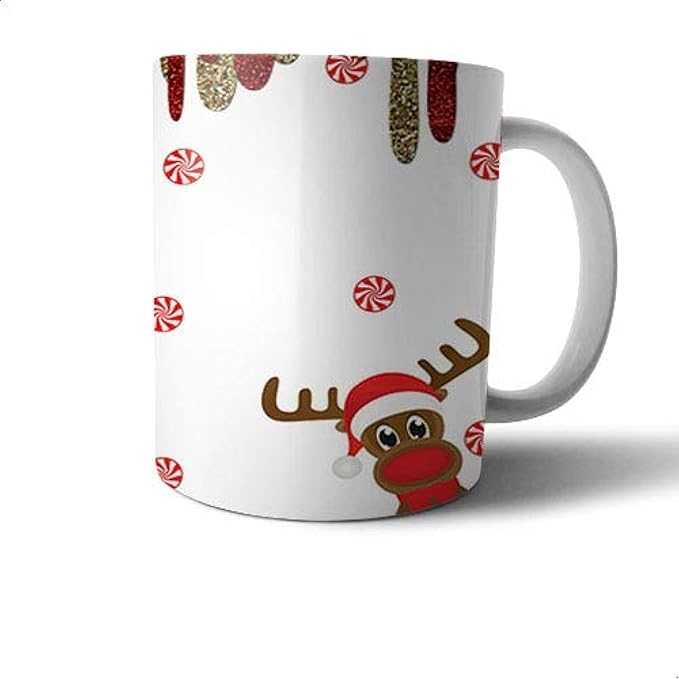 Ceramic Christmas Deer Print Mug - Multi Color