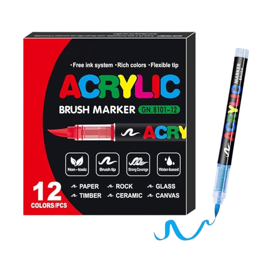 Soft Brush Tip Acrylic Markers, Quick-Drying Waterproof