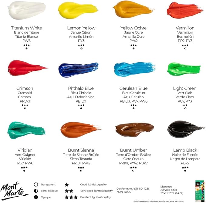 Acrylic Paints Signature 12pc x 12ml (0.4 fl.oz)