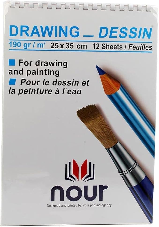 White DRAWING SKITCH AL NOOR 190 GM 1/8 SIZE 25 × 35 CM 12 PAPERS