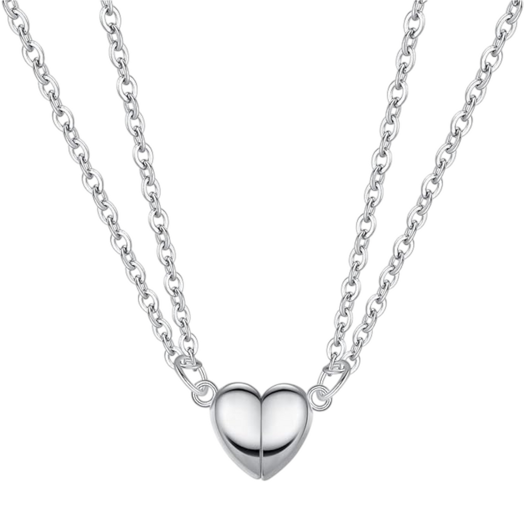 Matching Necklaces for Couples Best Friends Silver Heart