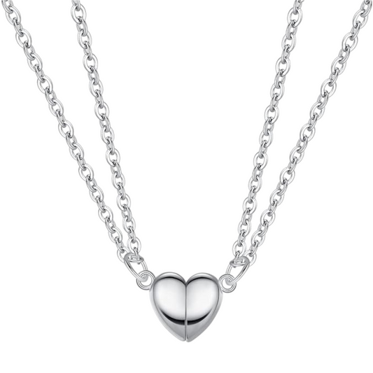 Matching Necklaces for Couples Best Friends Silver Heart