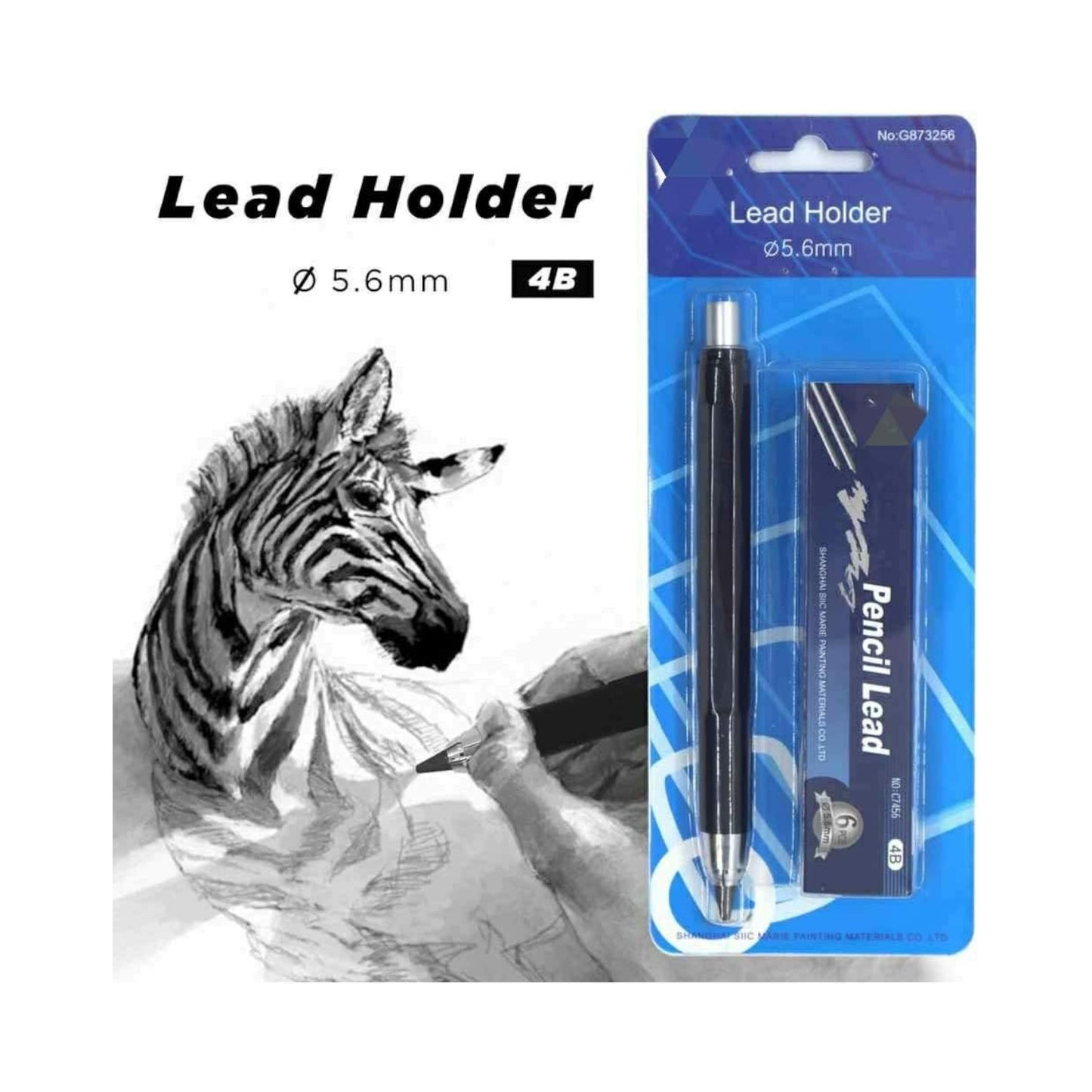 Set of 1PCS 4 IN 1 Mechanical Pencil with Clutch Mechanism for 2B, 4B, 6B, 8B Leads + 6 Lead Refills (4B/5.6mm)
