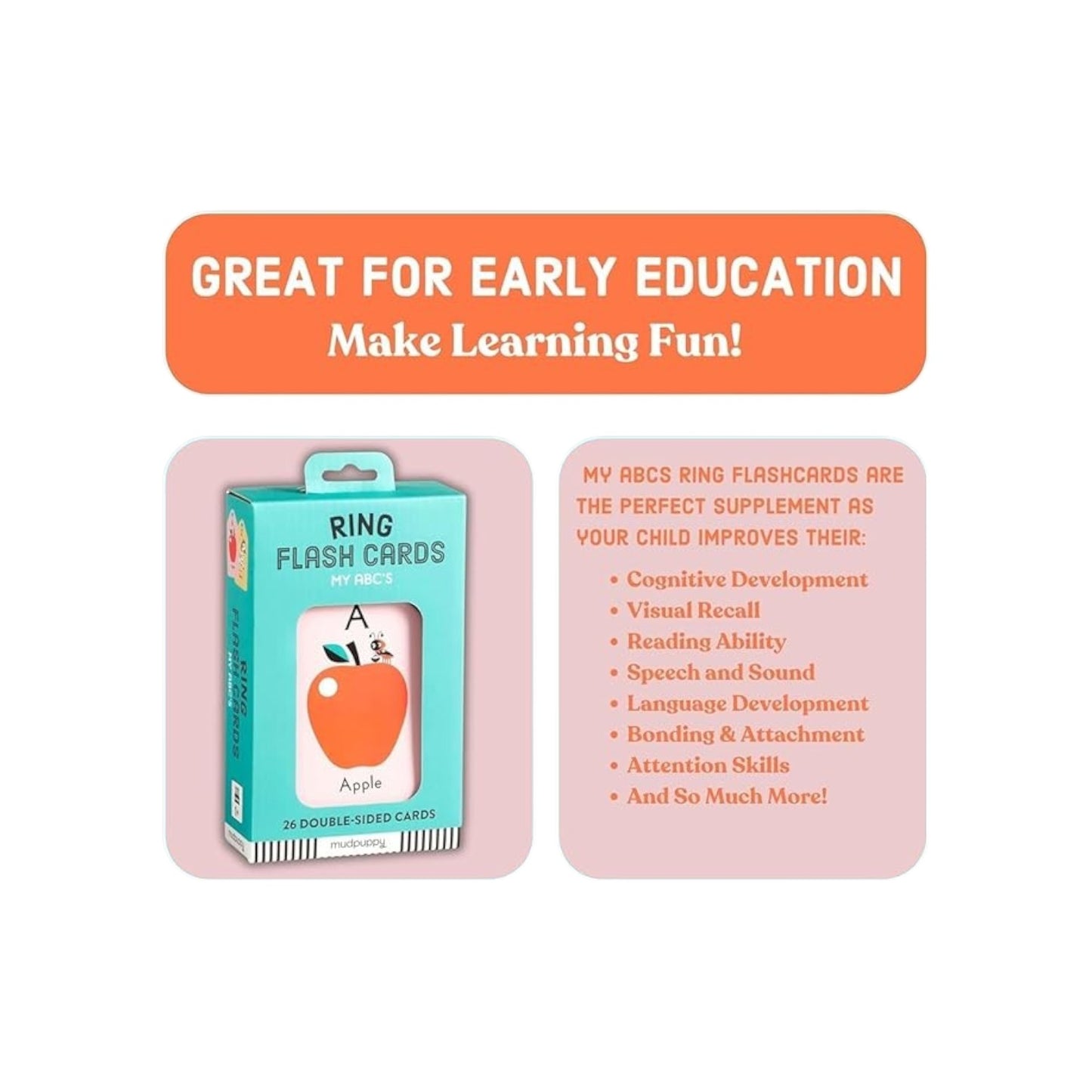 Plastic Ring for Organizing | Durable and Safe Cards for Learning Letters A to Z