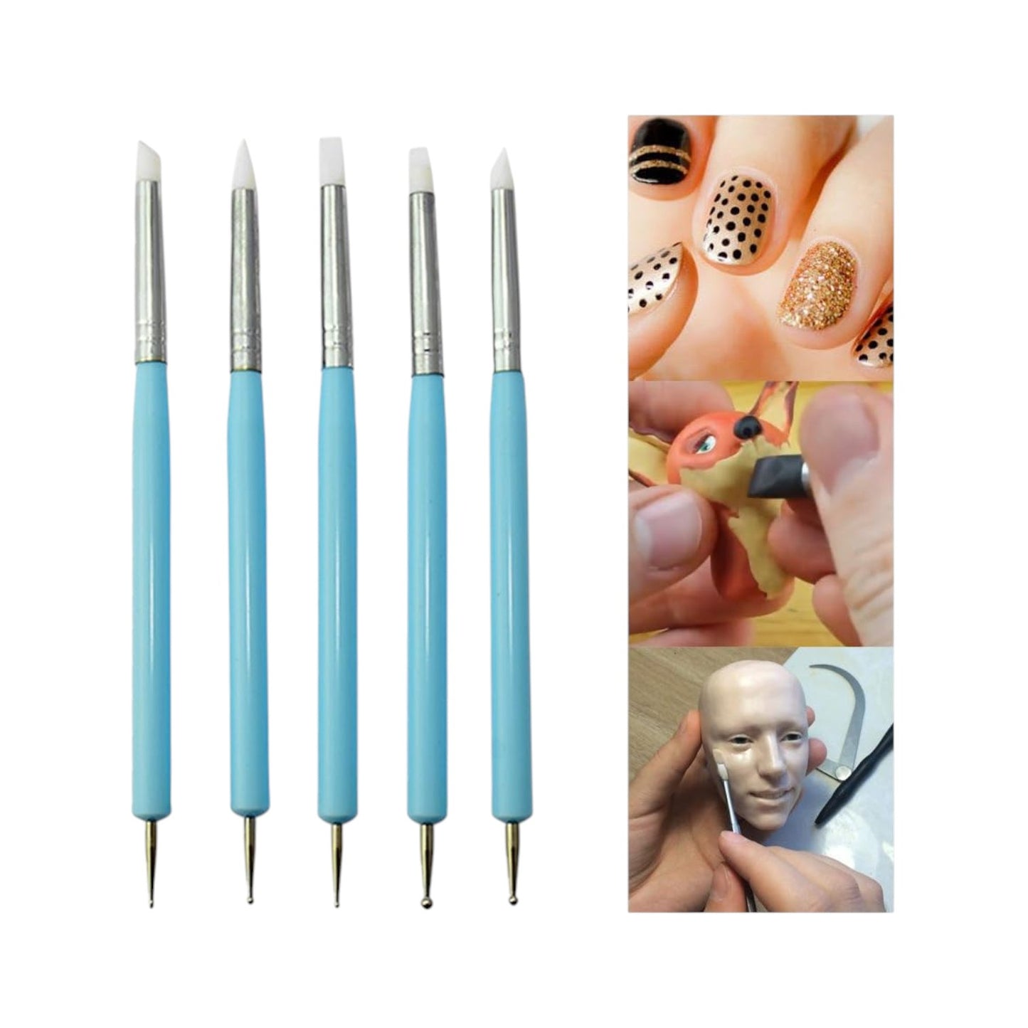 13pcs Polymer Modeling Clay Sculpting Tools, Dotting Pen, Silicone Tips, Ball Stylus