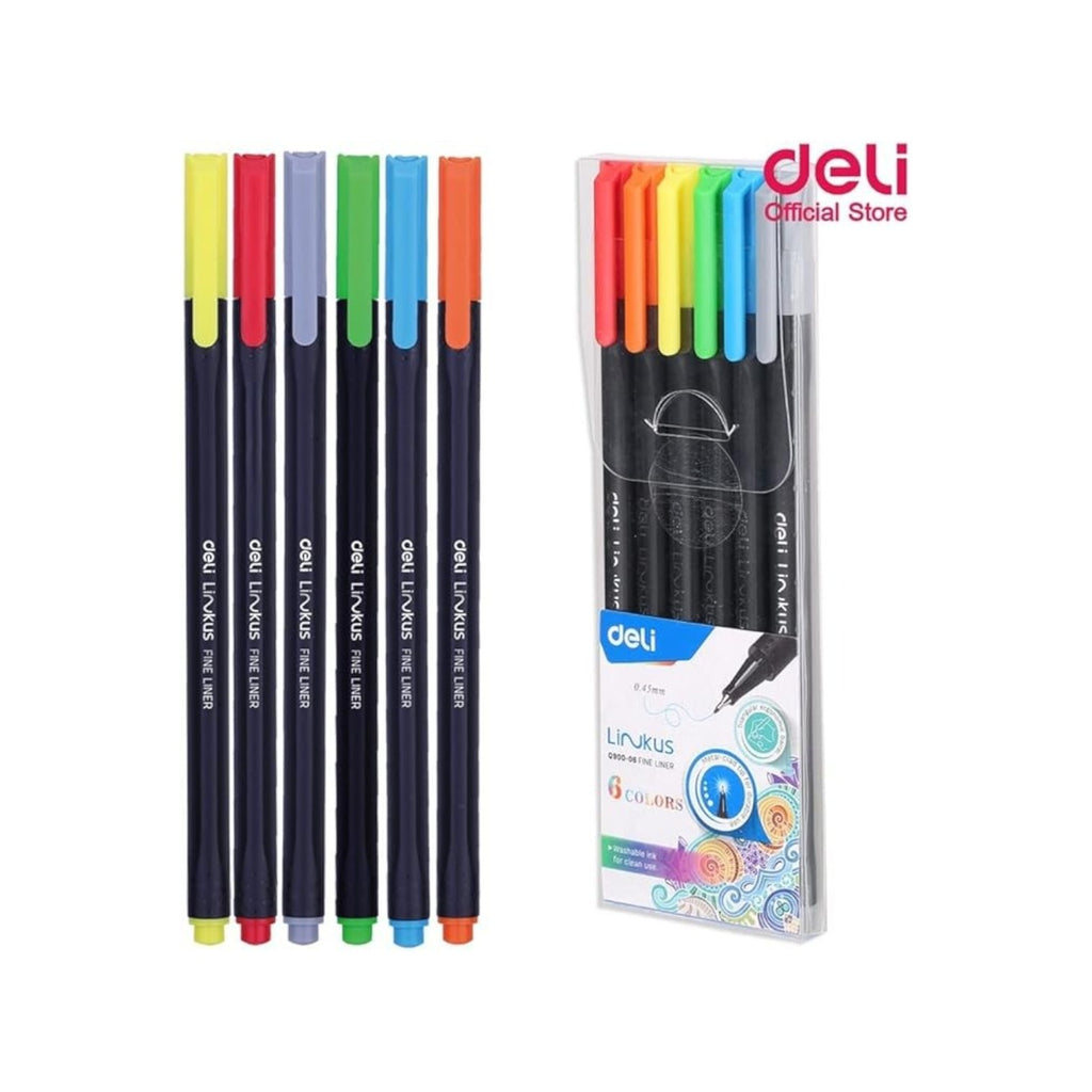 Deli q900-06 fine liner, 0.45 mm 6/12 colors
