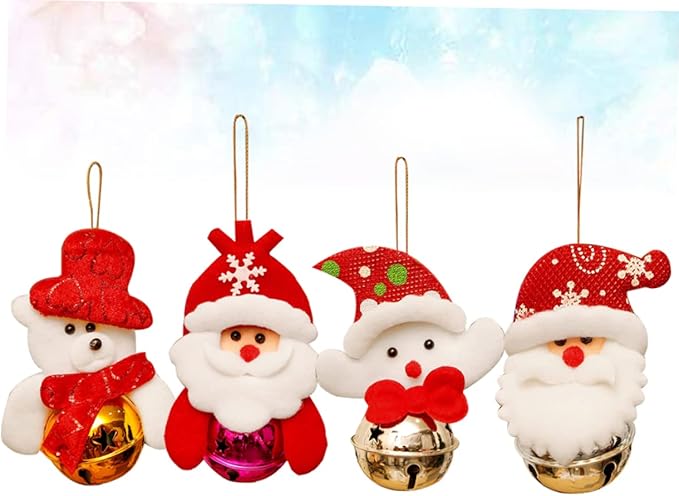 4Pcs Christmas Bell Ornament Plush Baby Bells For Christmas