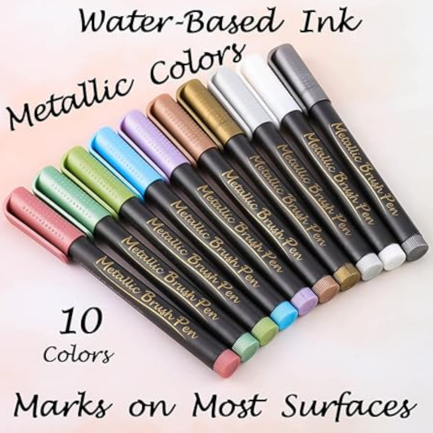 Metallic Brush Marker Pens  Set of 10