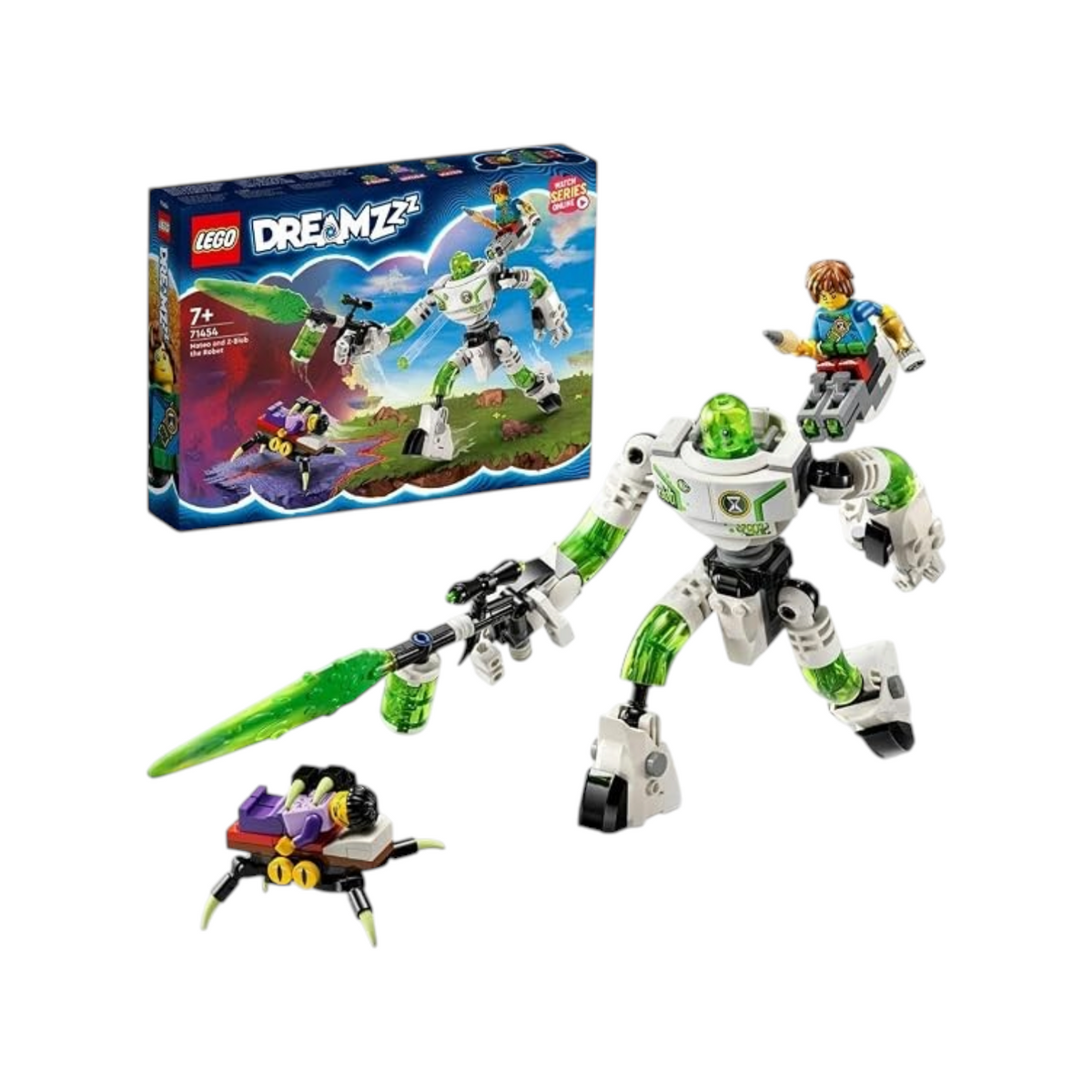 Elite Stationery House LEGO DREAMZzz Mateo and Z-Blob the Robot set with posable mech, minifigures, and accessories.