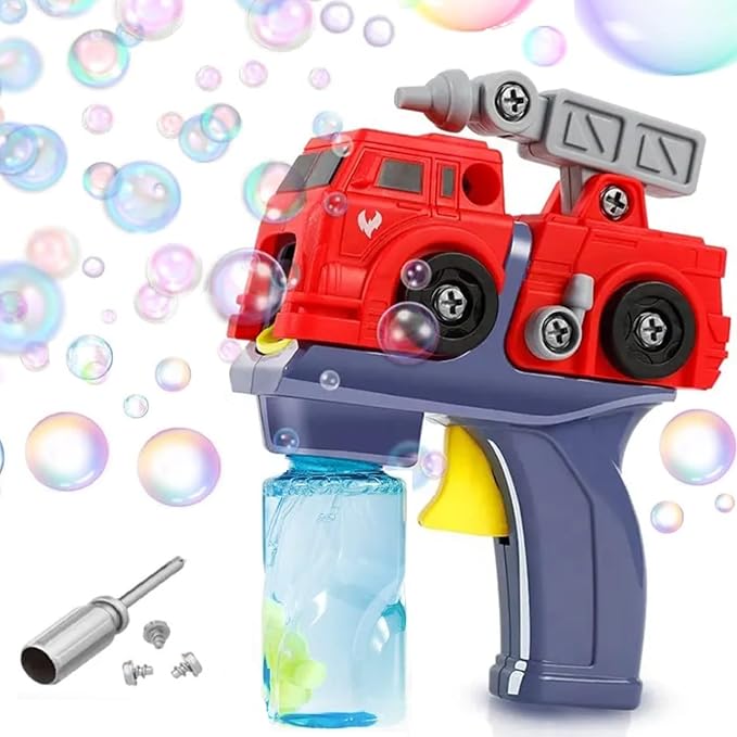 2-in-1 Assembling Bubble Blower with Music & Light, Includes 2 Bottles Refill