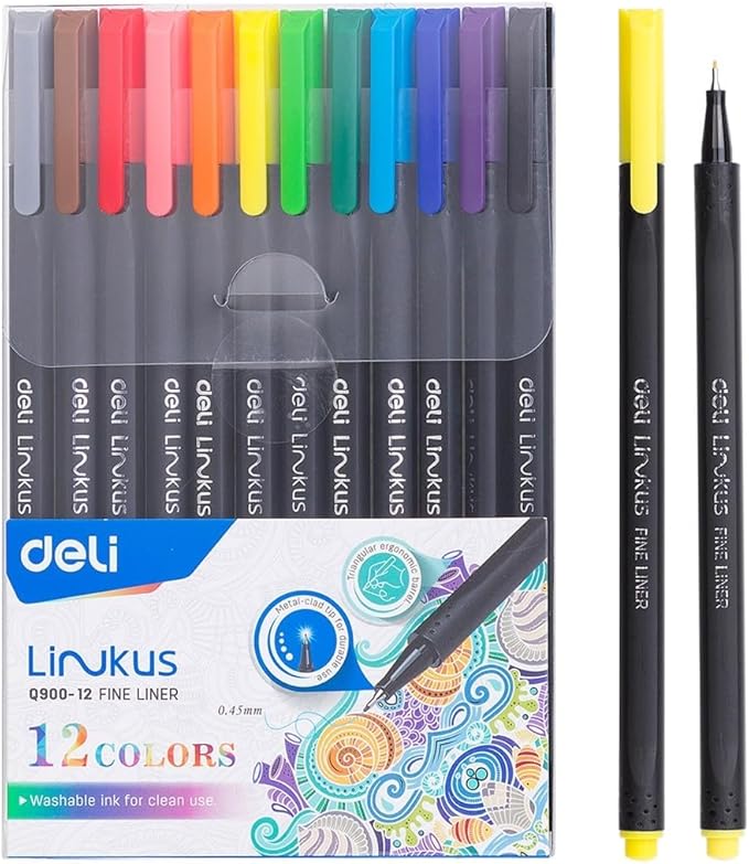 Deli q900-06 fine liner, 0.45 mm - 6  -  12  colors