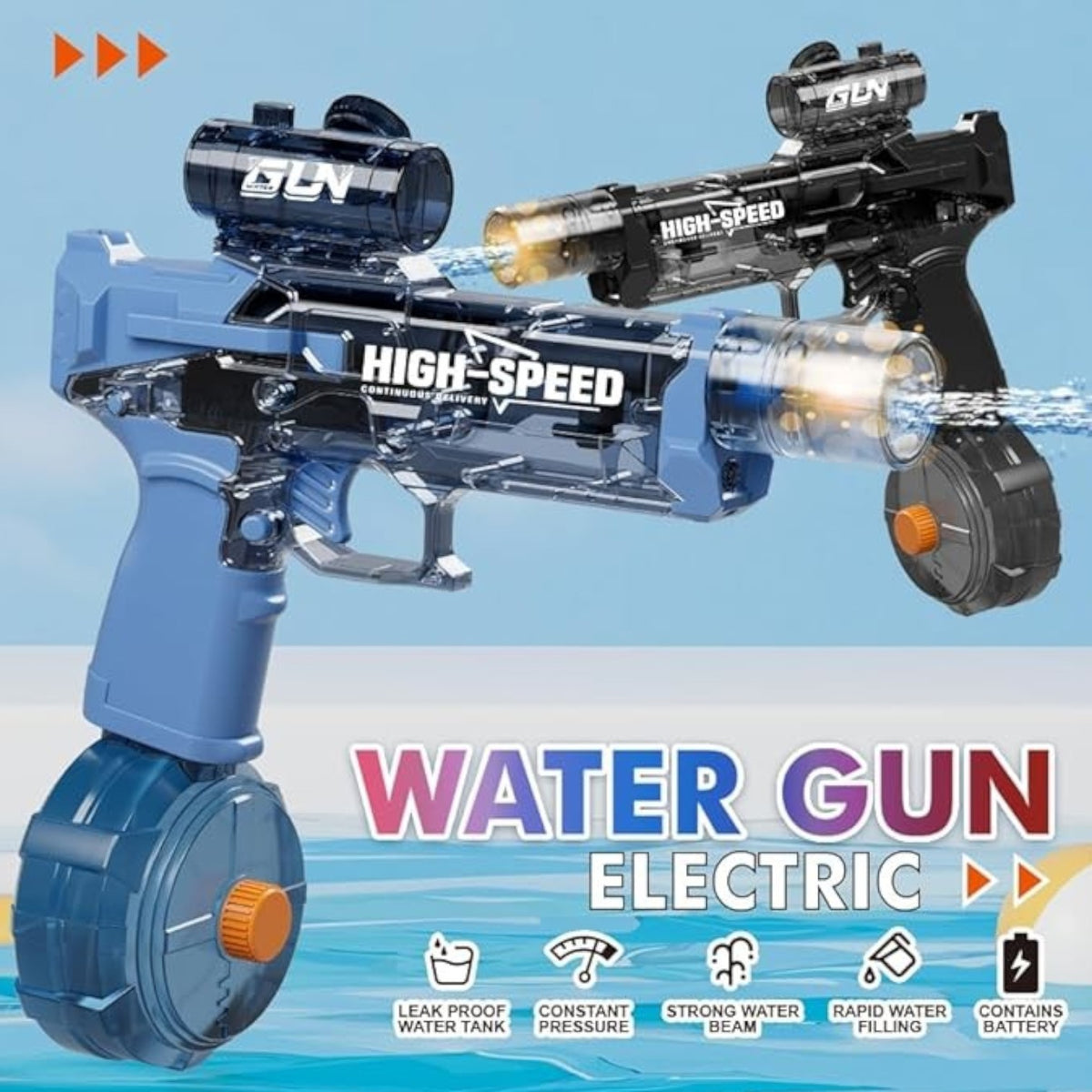 Electric Water Gun with Realistic Flame Light Effects Simulated Recoil Rechargeable