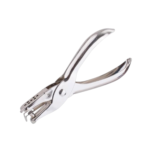 Elite Stationery House Deli 114 silver metal single-hole punch with a heavy-duty ergonomic plier design.