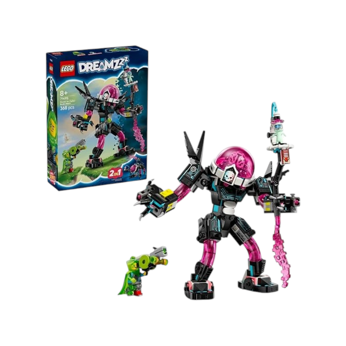 Elite Stationery House LEGO DREAMZzz Mateo vs. Cyber Brain Mech building set with minifigure and transforming robot