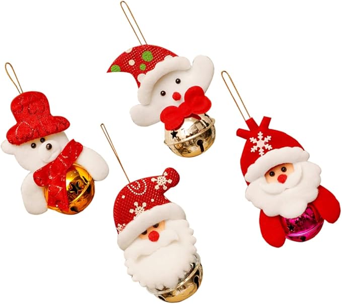 4Pcs Christmas Bell Ornament Plush Baby Bells For Christmas