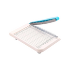 Elite Stationery House A6 manual guillotine paper cutter with a white base, grid markings, and a blue handle.