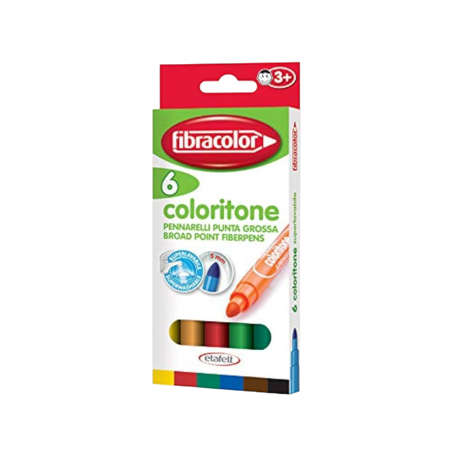 Fibracolor Bipunta Double Ended Fibre Colouring Pens Super Washable - Pack of 6