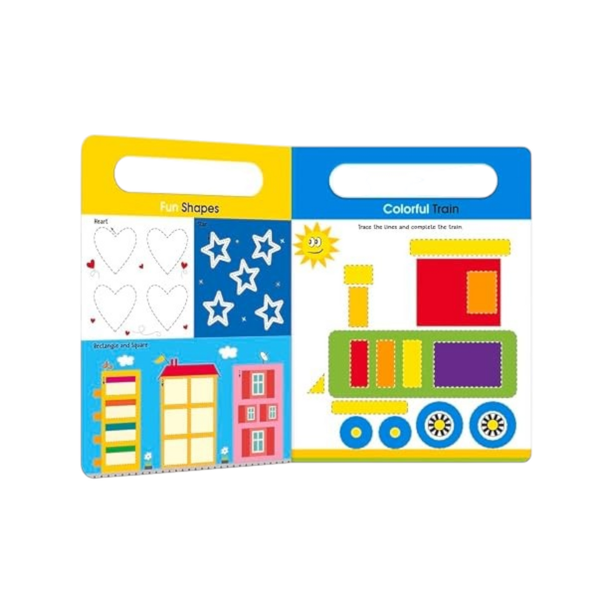 Elite Stationery House wipe-clean activity book for kids featuring colorful line tracing and shape exercises