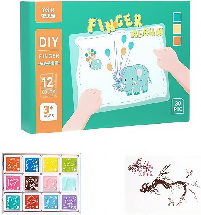 12 Color Stamp Pad,Water Colouring Book,Baby Safe Paint for Handprints ,Finger Paints