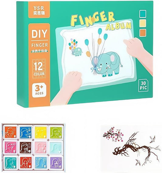 12 Color Stamp Pad,Water Colouring Book,Baby Safe Paint for Handprints ,Finger Paints