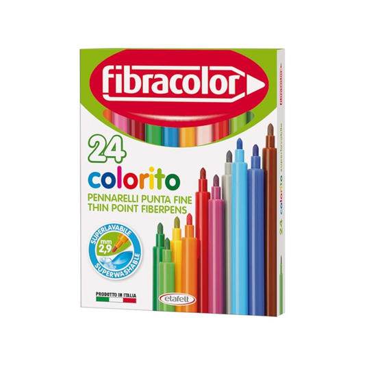 FIBRACOLOR Etafelt  Color Fiber Pens, 2.9 mm - 24 Colors