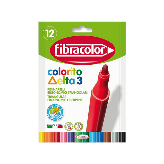 FIBRACOLOR Etafelt  Colorito Delta 3 Fiber Pens - 12 Colors