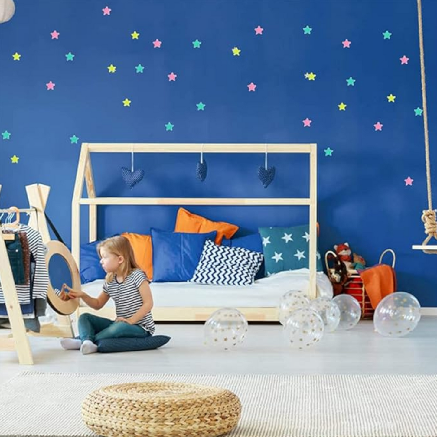 100pcs Plastic 3D Stars Glow in the Dark Stickers