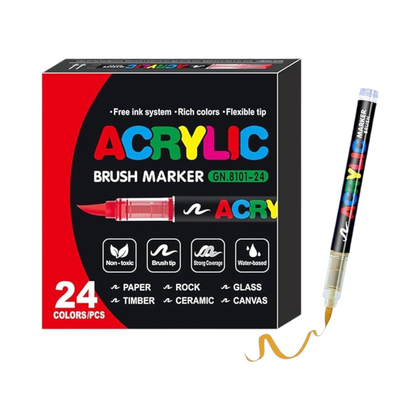Soft Brush Tip Acrylic Markers, Quick-Drying Waterproof