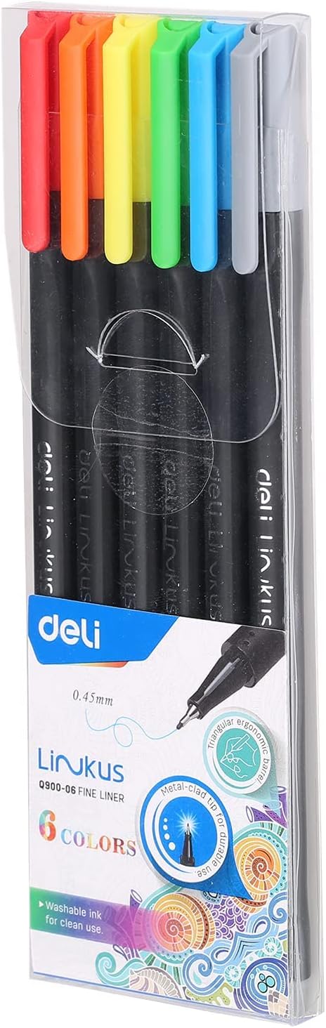Deli q900-06 fine liner, 0.45 mm - 6  -  12  colors