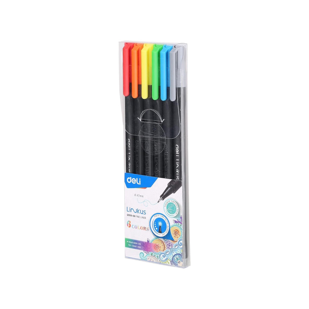 Deli q900-06 fine liner, 0.45 mm 6/12 colors