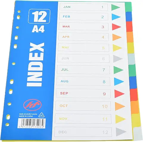 Plastic File Dividers 6 Tabs Numbered  6 -  2  -  31