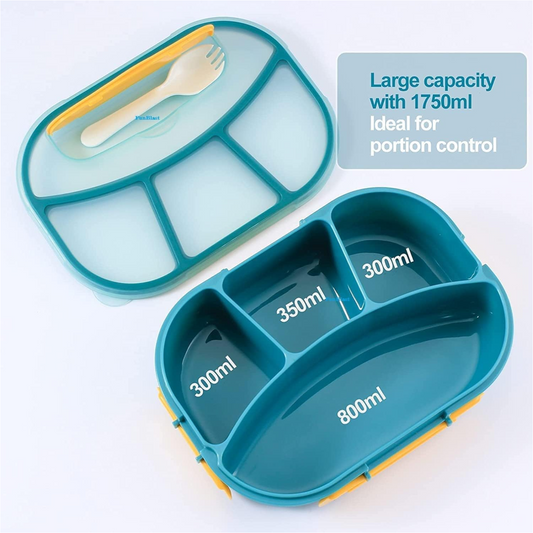 FunBlast Bento Lunch Box for Kids – 4 Compartment  with Spoon