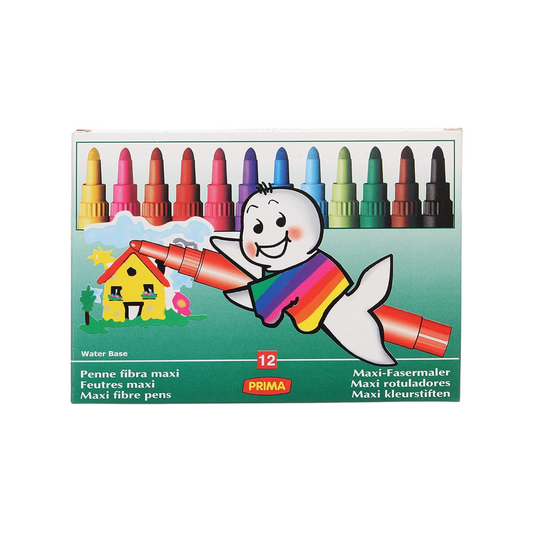 Prima Jumbo Fibre-Tip Coloring Pens 12 Colors