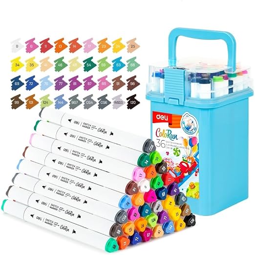 60 Deli Double Tip Sketch Markers  Box of No. C187-60
