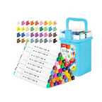 Elite Stationery House set of 36 Deli double-tipped sketch markers with a blue carrying case and color chart