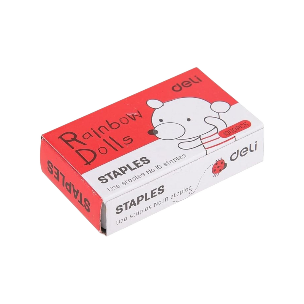 Elite Stationery House Deli mini stapler box with cute bear illustration and red accents for office or school use