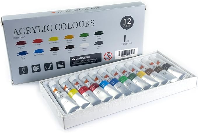 Acrylic Colors - 12 Colors X 12ML Tubes