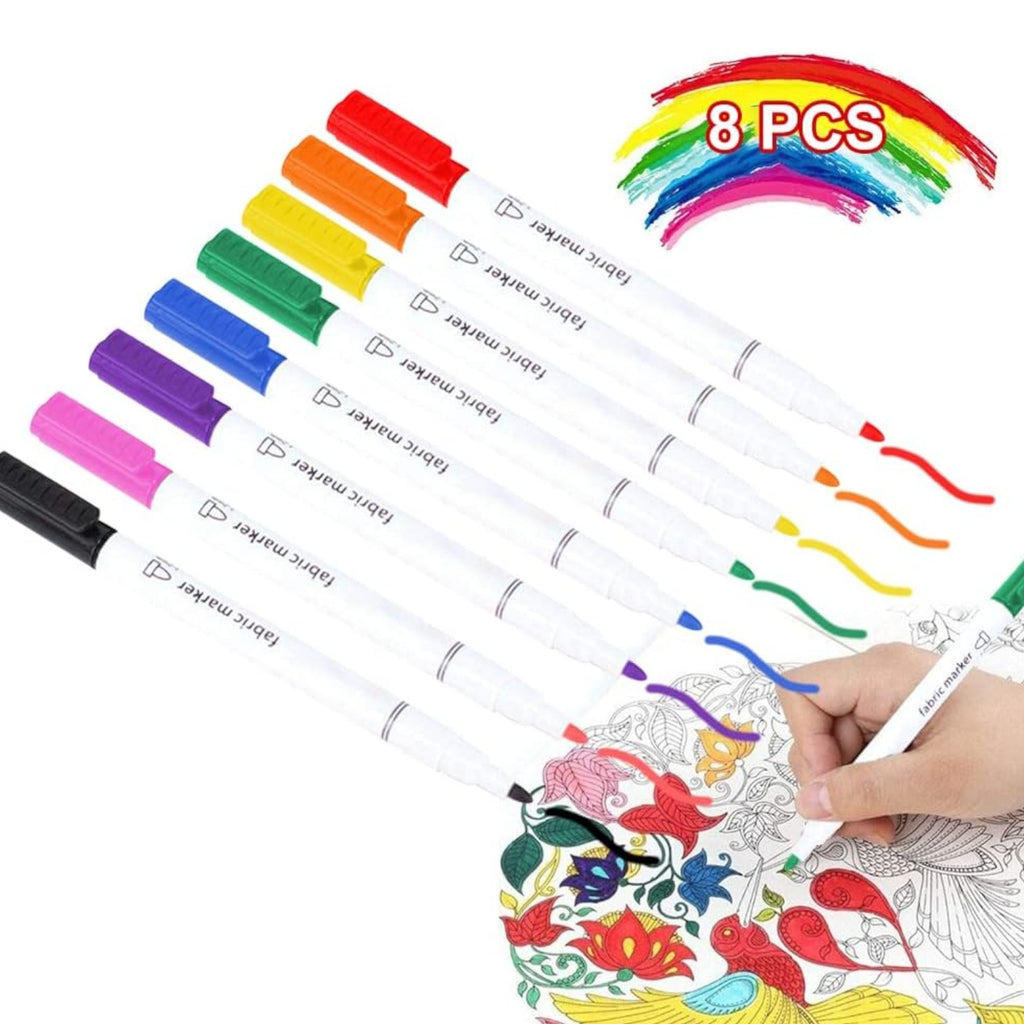Permanent Fabric Markers for Cloth, 8 Colors