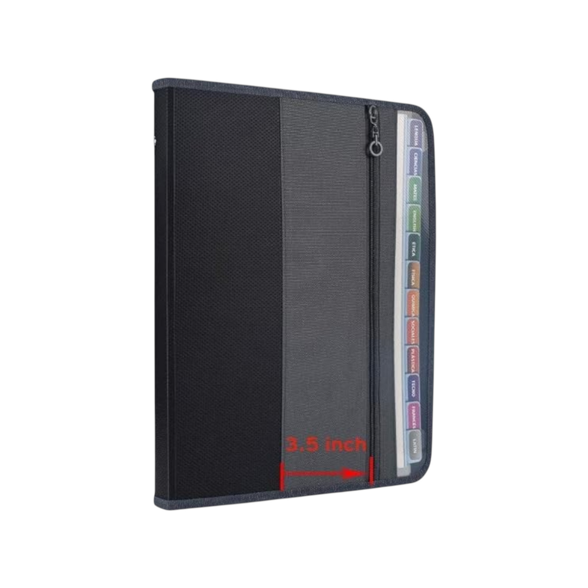 Elite Stationery House grey 12-pocket accordion file organizer with zipper closure and front pencil pouch for documents.