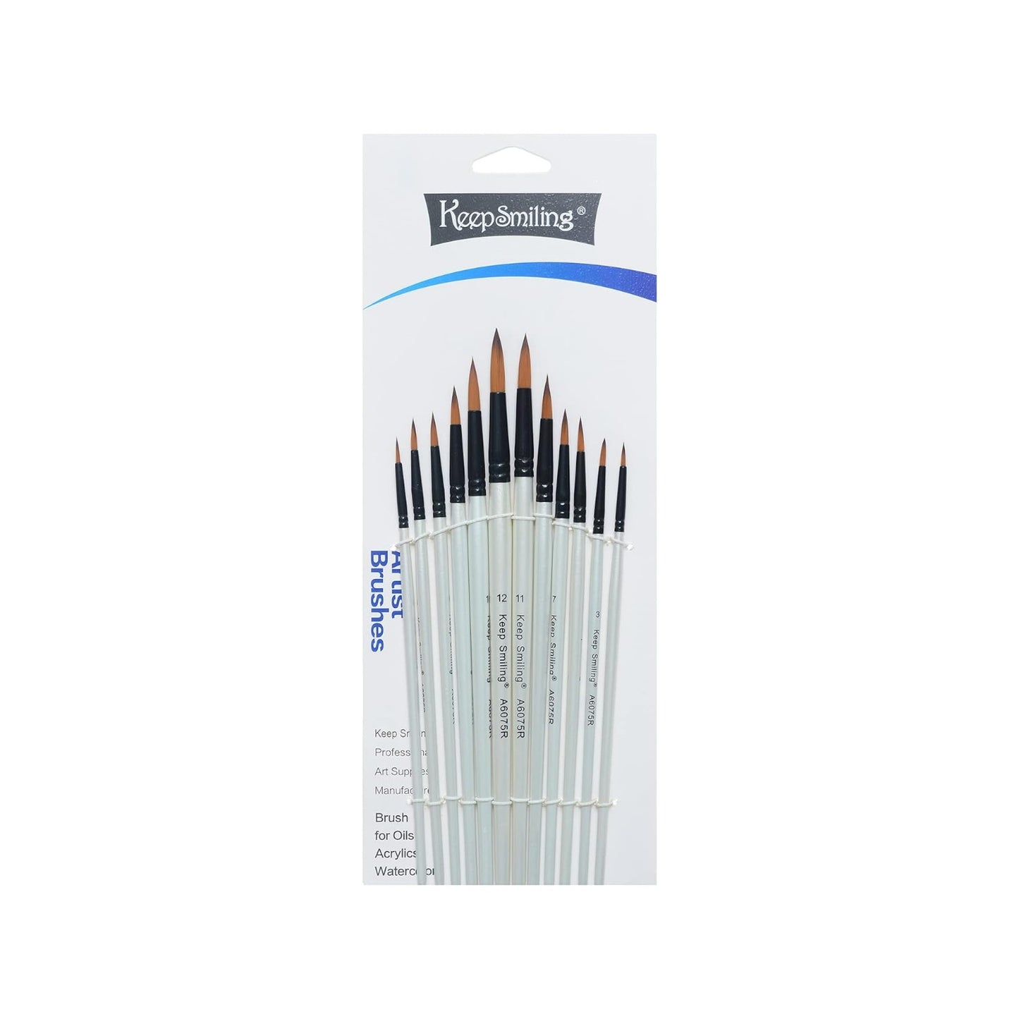 Keep Smiling Set of 12 Brush Long Handel Fiber Brush - No:A6075R