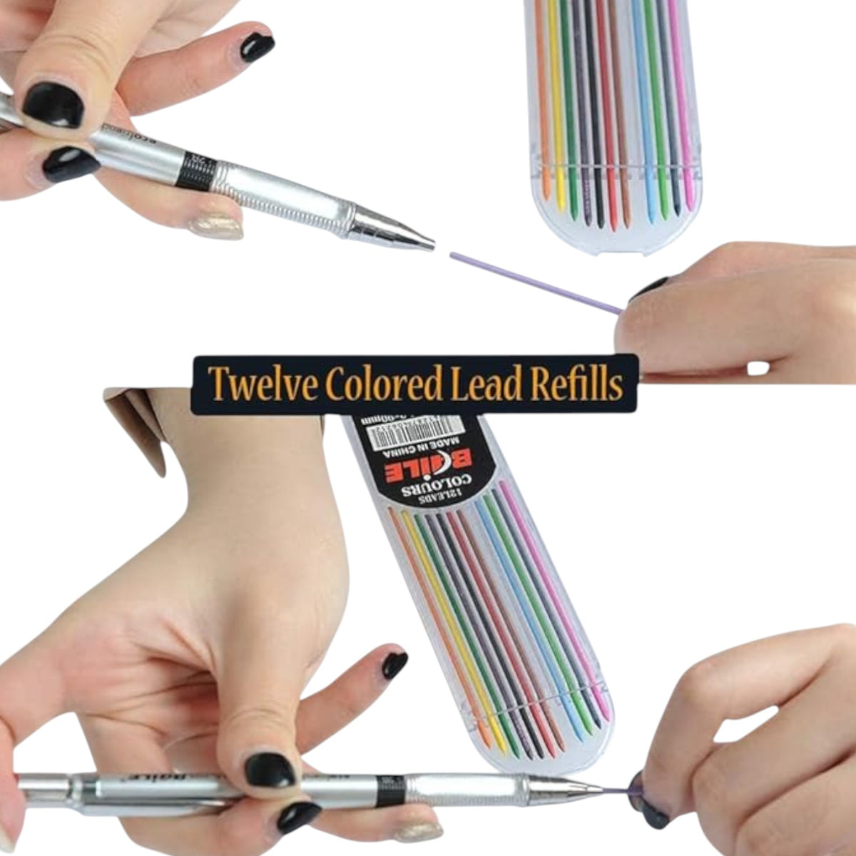 4 Boxes 2.0 X 90Mm Mechanical Pencil Lead 12 Colors Pencil Refill