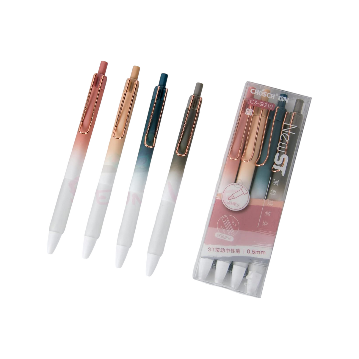 4 Premium Gel Ink Pens Featuring a 0.5 mm Needle Tip.