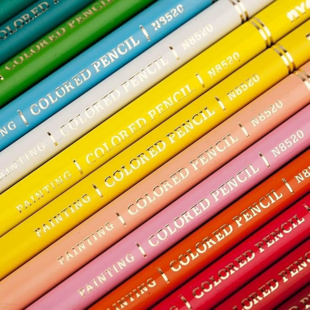 Elite Stationery House Neoni oil paint pencils in a vibrant assortment of colors with gold foil lettering