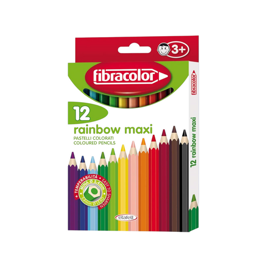 FIBRACOLOR ETAFELT Rainbow Maxi Hexagonal  pencil Pack of 12 Colors