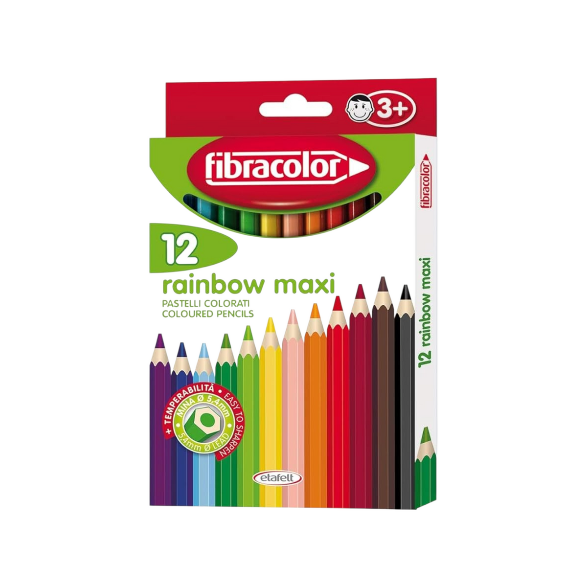 Elite Stationery House FIBRACOLOR ETAFELT Rainbow Maxi hexagonal coloured pencils in a 12-pack for kids