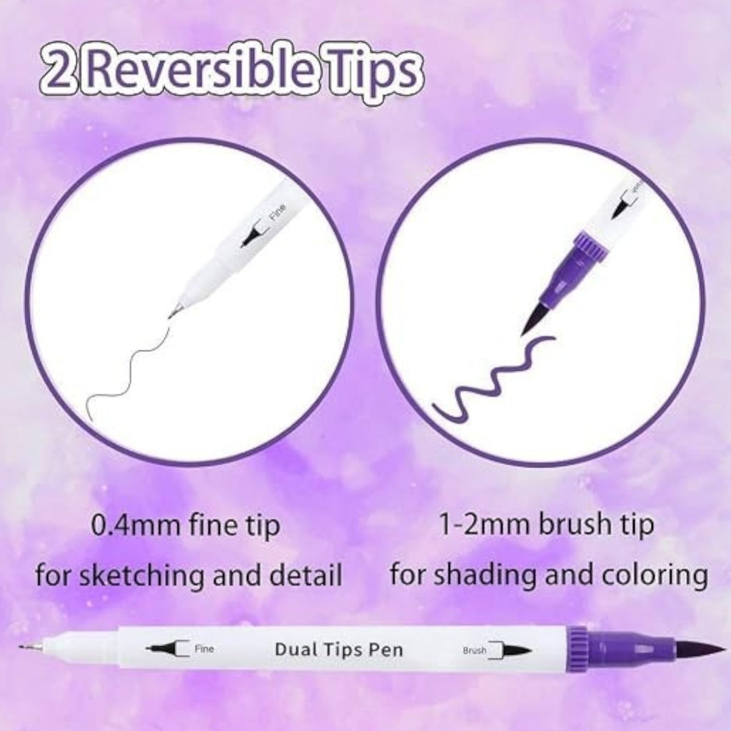 Mumoo Bear Colouring Pens, 100 Colours Art Watercolour Brush Pens Tip and Fine Tip