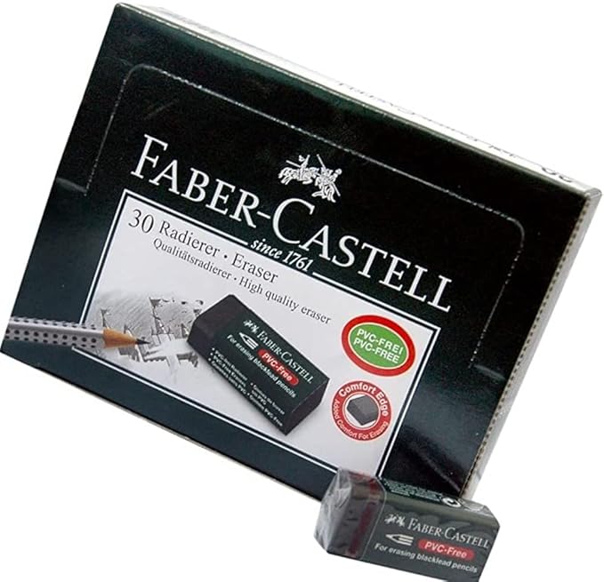 Faber-Castell Eraser, Rectangular, One Piece, A PVC-Free Eraser, White