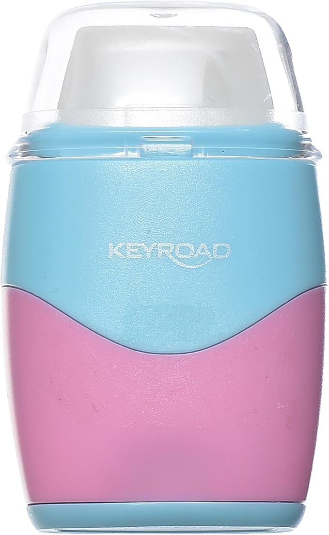 Keyroad Pastel Plastic Sharpener, 2 Holes, with Container and Eraser