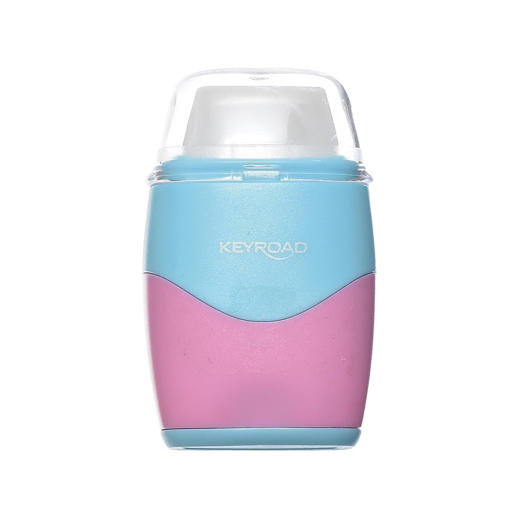 Keyroad Pastel Plastic Sharpener, 2 Holes, with Container and Eraser, Assorted Colors, Model KR972412